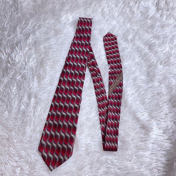 JZ Richards Nordstrom Silk Tie Red Abstract 3.75" 58" - Picture 1 of 5